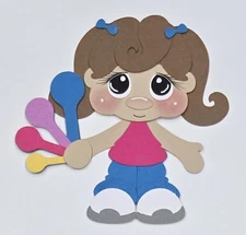 Baking Girl Brown Hair. Scrapbook, Card Making Paper Piecing