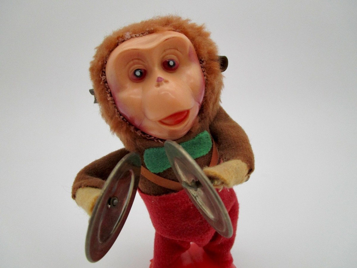 2 Vintage Wind-Up Cymbal Monkeys: Alps Musical Chimp + Clockwork