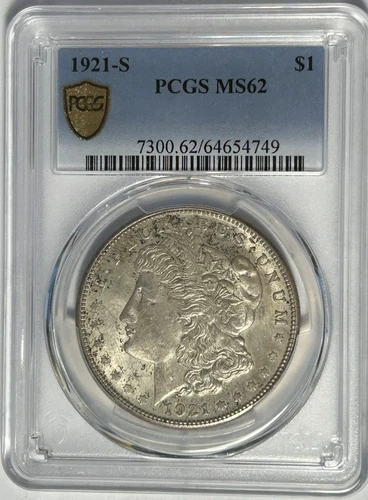 1921 S  MORGAN DOLLAR PCGS MS 62
