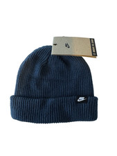 NIKE Winter Beanie Hat Adult Unisex One Size Dark Blue Recycled Fibers NWT