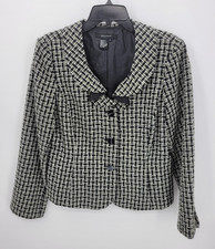 Sandro Blazer Womens Large Black Ivory Tweed Button Front Caree Old Money Jacket