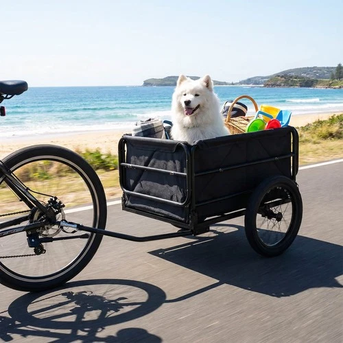 Bike Cargo Trailer, 220 LBS Metal Bicycle Wagon Cart w/16” Tires&Universal Hitch