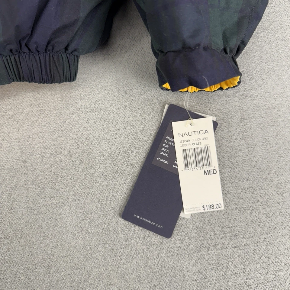 Y2K Nautica Down Reversible Puffer Jacket Mens M Tartan Plaid 90’s Yellow NWT - Image 2 of 4