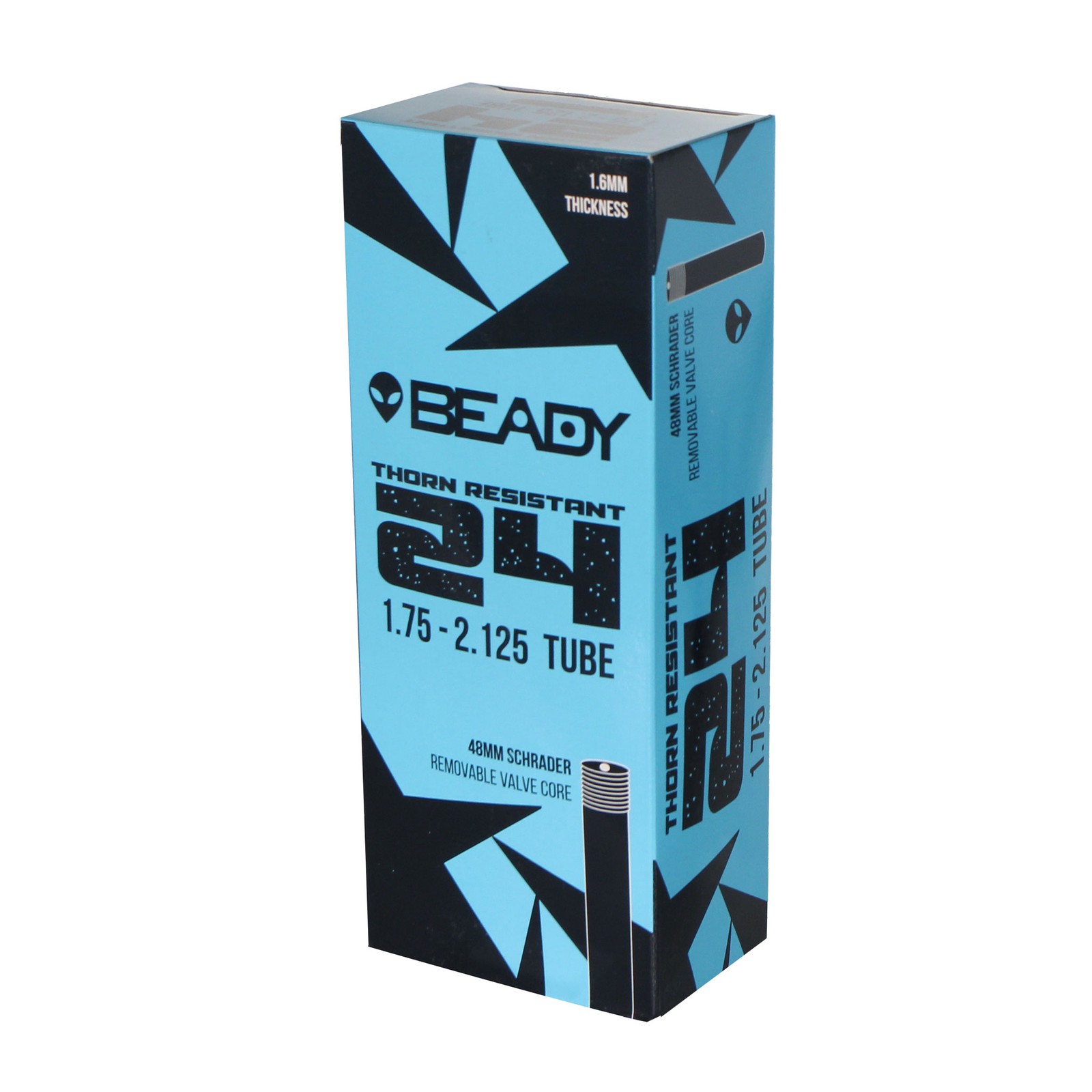 Thorn-Resistant 24x1.75-2.125'' Butyl Tube with Schrader Valve - Durable