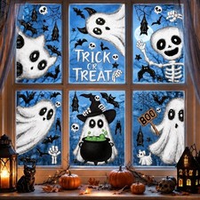 6 Sheets Halloween Window Clings Stickers Ghosts Decals Glass Decoration