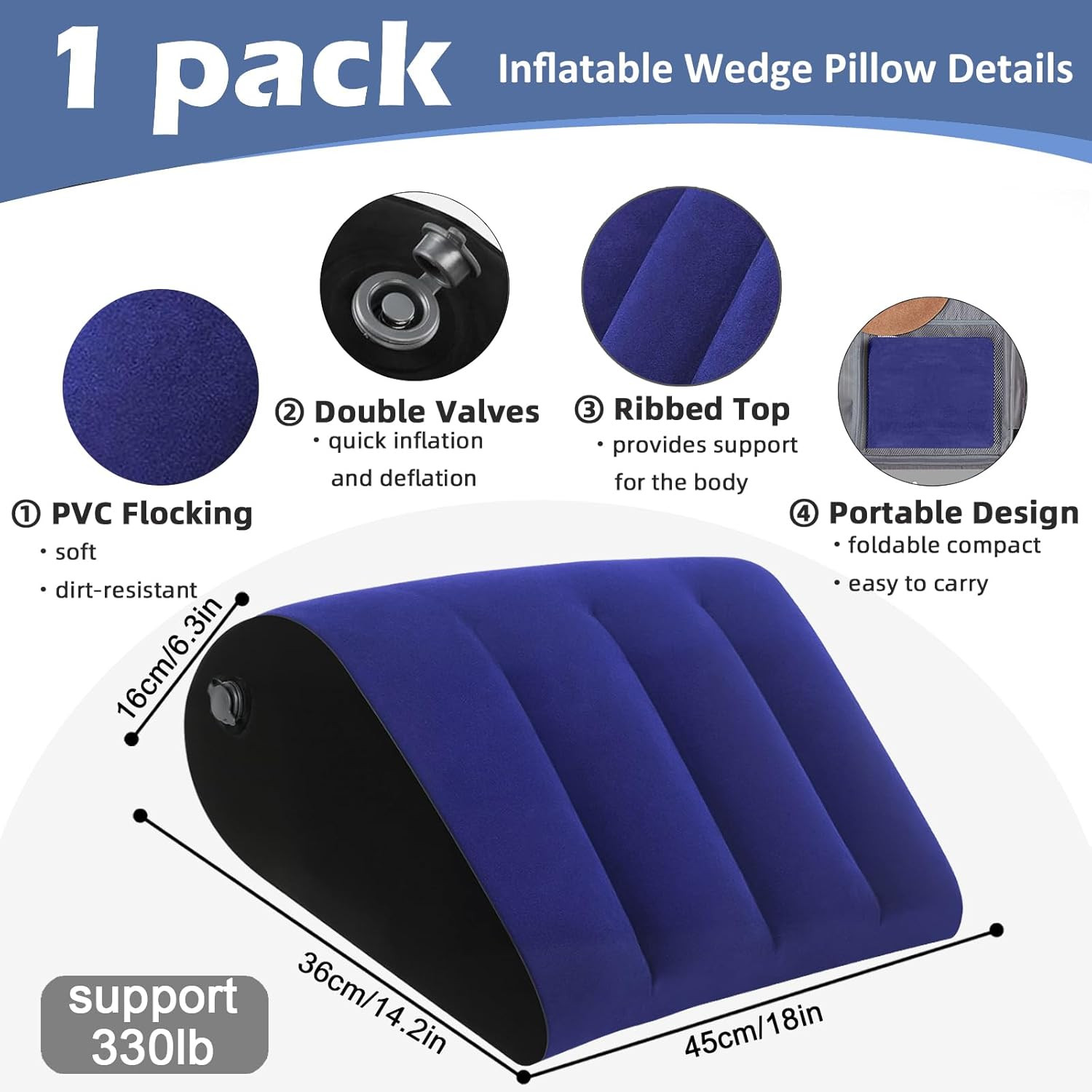 Portable Wedge Pillow Inflatable Cushion - Body Positioners Lightweight Wedge Pi