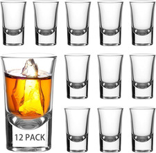 Pack de 12 Vasos Tequileros de 1 Onza con Base Pesada para Vodka y Tequila