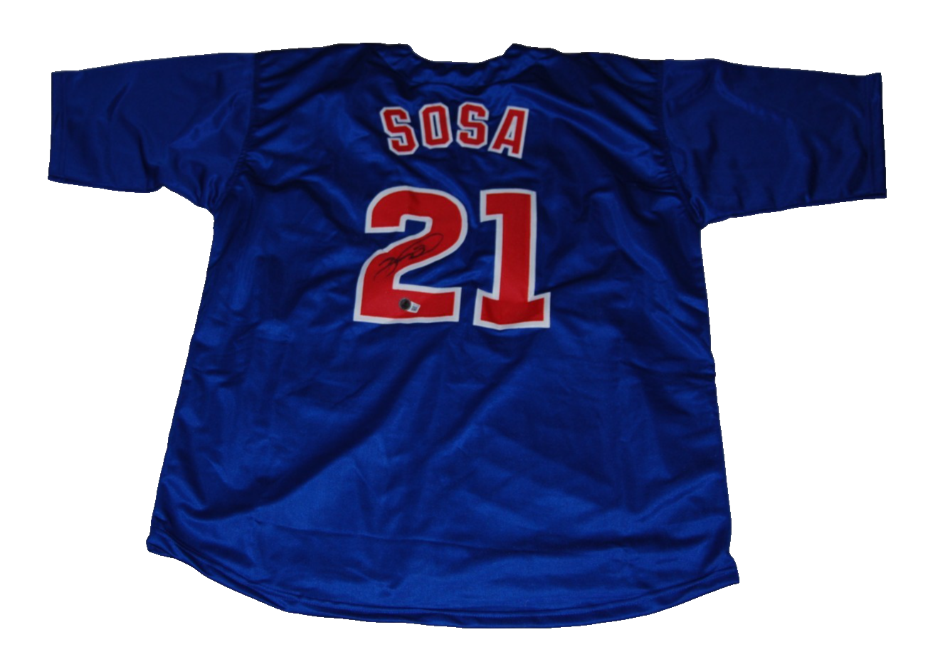 Sammy Sosa Autographed Signed Chicago Cubs () Custom XL baseball jersey BECKETT 3W373785 