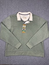 Orvis Signature Fleece Pullover Mens XXL Olive Heather 1/4 Zip Snap Sweater
