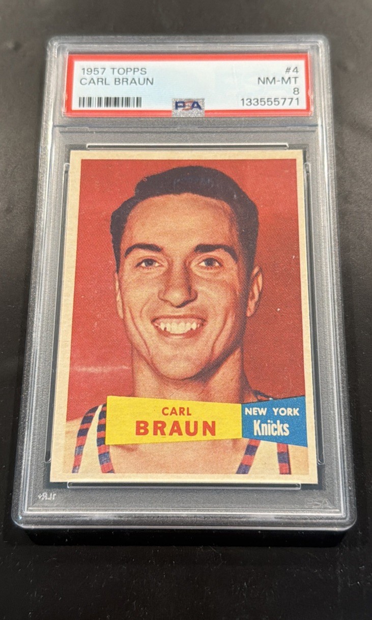 1957 Topps Carl Braun #4 PSA 8 NM-MT SHARP