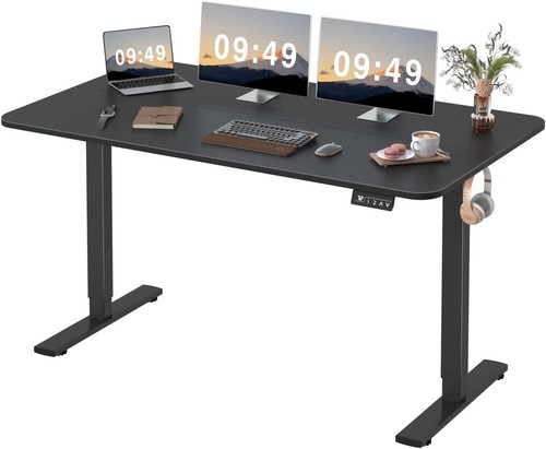 Electric Height Adjustable Standing Desk Large 55 x 24 Inches Sit Stand Up De...