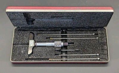 STARRETT USA No. 440 depth micrometer in Leather case with most rods - READ DESC