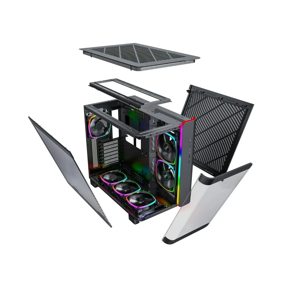 Montech King 95 Pro Black White ATX Mid Tower PC Gaming Case Excellent Cond - Image 3 of 4