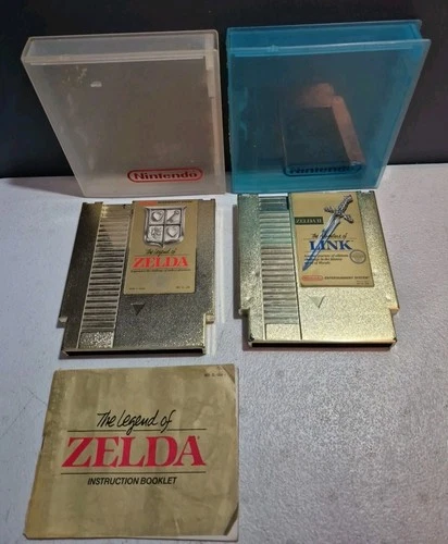 The Legend of Zelda w/Manual & Zelda II Adventure of Link Gold Carts NES-Tested