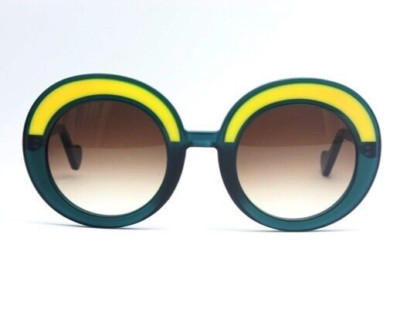 470  Large Sunglasses Thick Round FACE A FACE Cosmo 1 Green And Yellow