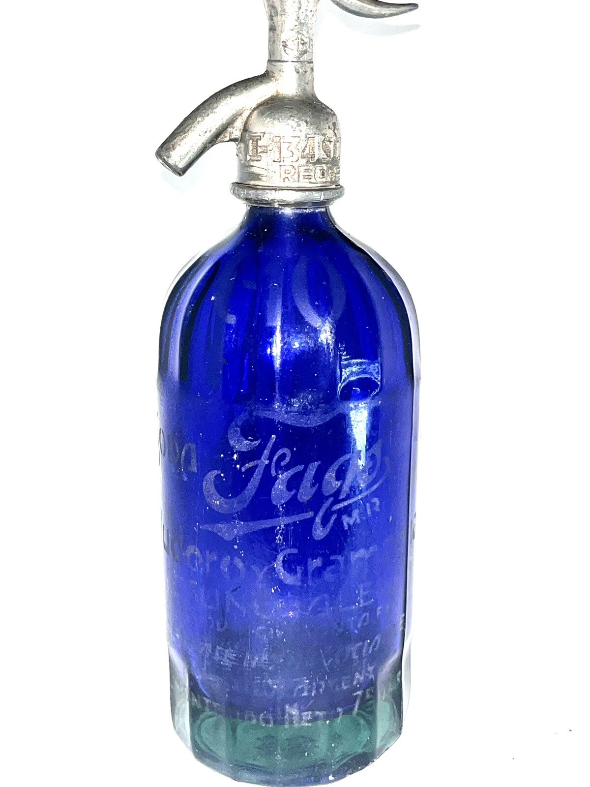 Blue Etched Glass Seltzer Soda Bottle ArgentinA eBay