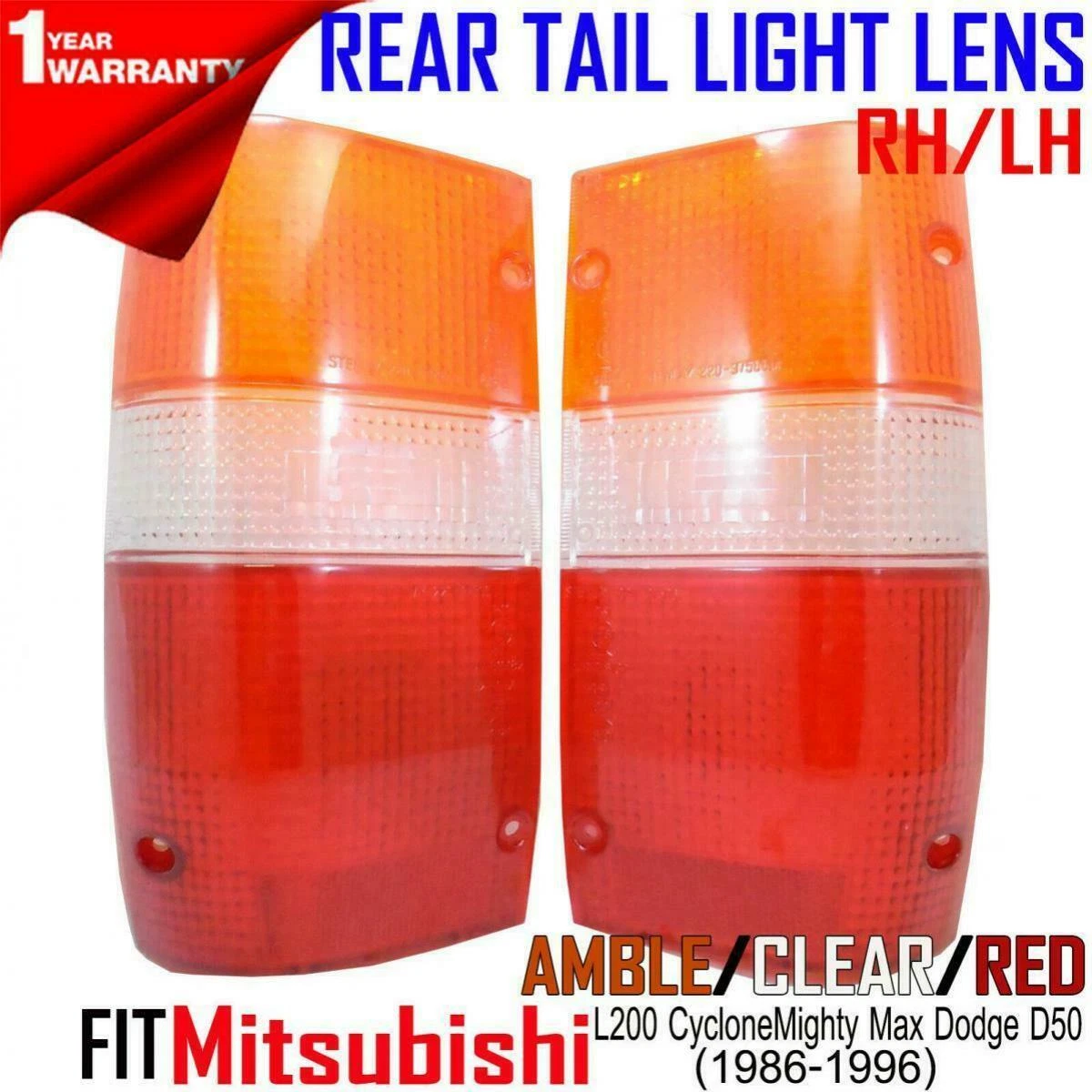 Left Side Tail Light Lens For 1981-1986 Dodge Ram 50 Pickup – Amber/Clear/Red