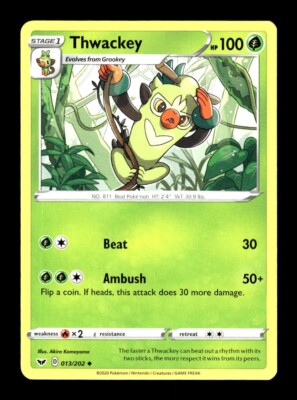 Pokemon Sword & Shield Base Set THWACKEY 013/202 | eBay Pokemon Sword & Shield Base Set THWACKEY 013/202 | eBay