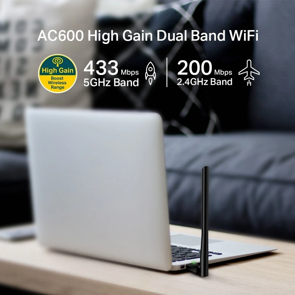 TP-Link Archer AC600 T2U Plus High Gain Wireless Dual Band USB Adapter - Image 2 of 4
