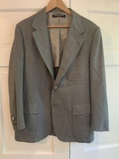 Brooks Brothers 346 Vintage Sport Coat Jacket Gray Wool Silver Buttons Sz 42 R