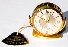 ✅ SWISS JAEGER LECOULTRE ENAMEL TABLE CLOCK GOLD WATCH MEMOVOX ALARM SWITZERLAND