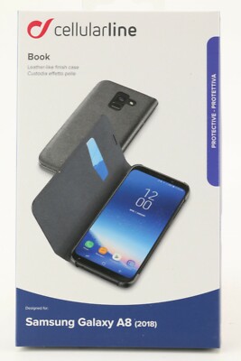 Cellularline Book Handy Tasche Samsung Galaxy A8 (2018) Hülle Etui Schwarz