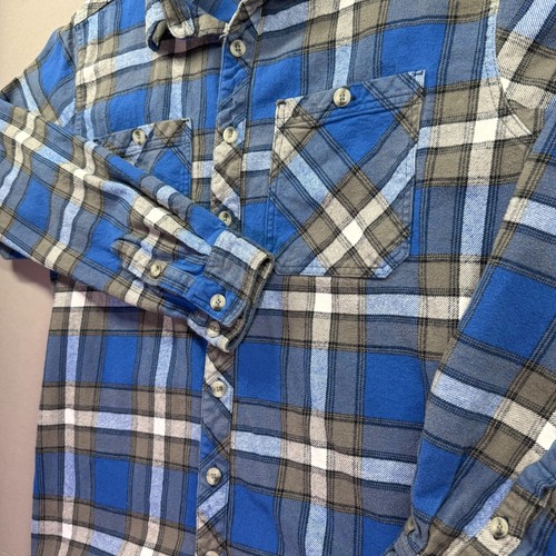 Pacific Crest Flannel Shirt Mens XL Blue Plaid Thick Lumberjack Pockets Outdoors - Picture 3 of 9