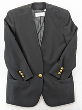 Vintage LIZ CLAIBORNE COLLECTION Black One Brass Button BLAZER Sz Petite 6