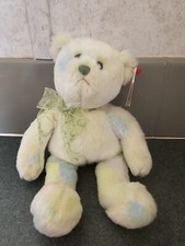 Ty Beanie Babie Bear Flora Plush Stuffed animal Light Green 6" 2007