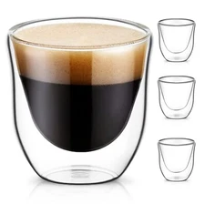 Espresso Cups, 2.0OZ. 60ml, Double Wall Clear Thermo Glass, Set of 4