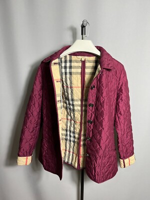 Burberry Brit Quilted Nova Check Short Hot Pink Jacket Women's