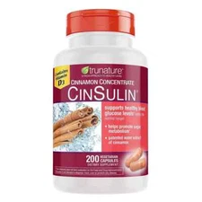 trunature Cinnamon Concentrate Cinsulin 500mg,200 Vegetarian Capsule Blood Sugar