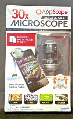 APPSCOPE 30x Quick Attach Microscope for Apple/Android Smartphones & Tablets
