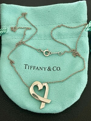 アクセサリー Tiffany& Co. Loving Heart Bar Pendant Authentic 925 Silver TIFFANY & Co. Paloma Picasso Loving Heart
