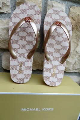 Michael Kors NIB MK Flip Flop PVC/MK Outline Print Soft Pink Multi-Choose Size