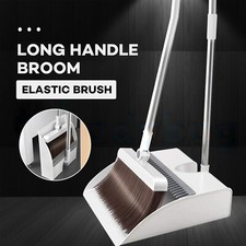Dustpan and Broom Set Long Handle Stand Up Store with Broom Holder