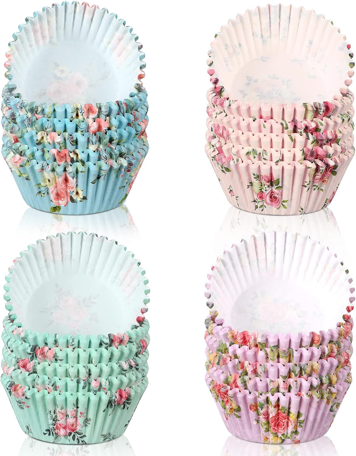 600 Floral Cupcake Liners for Baking Easter Muffins Tea Party Flower Paper Cups