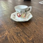JOHNSON BROS- 8 SIDED TEA CUP & SAUCER- FRUIT- DISH/MICRO SAFE- ENGLAND- MINT! — photo 1