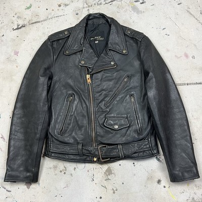 Lesco レスコ70sヴィンテージ レザーシングルライダースジャケット 44 Vintage 70s Lesco Leathers Black Motorcycle Jacket Men 42