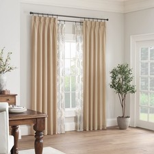 Waverly Serendipity Pinch Pleat Light-Filtering Window Panel, 25" X 95", Linen