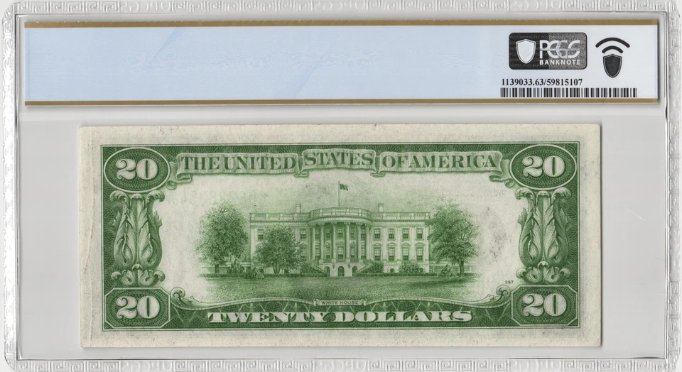 Fr.2055-G 1934A Chicago $20 Federal Reserve Note PCGS Choice Uncirculated 63 - Image 2 of 2