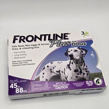 FRONTLINE PLUS for dogs 45 to 88 LBS. 100 Genuine Epa. Approved 3 doses 