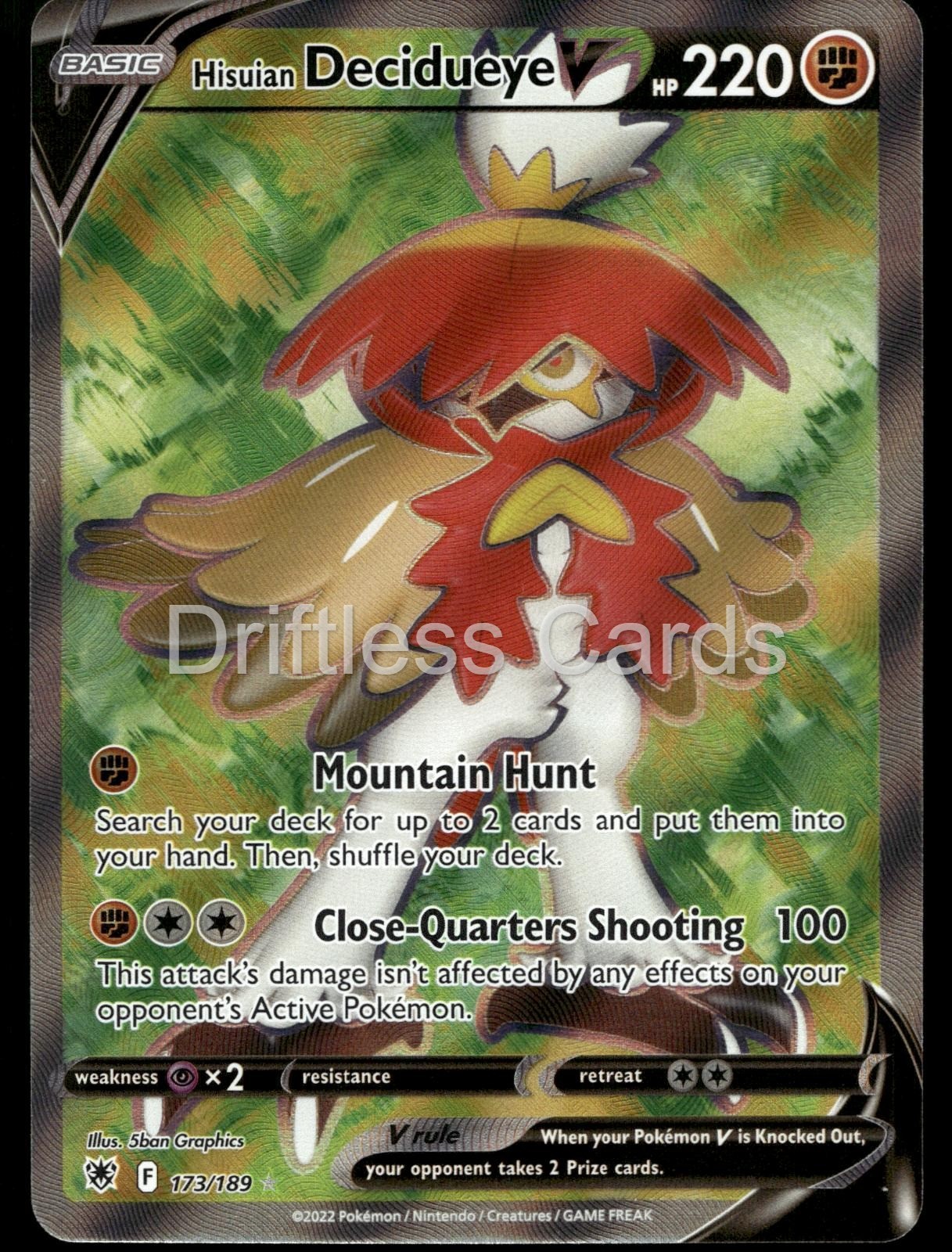 Hisuian Decidueye V 173/189 Ultra Rare Astral Radiance Pokemon Holo NM/M