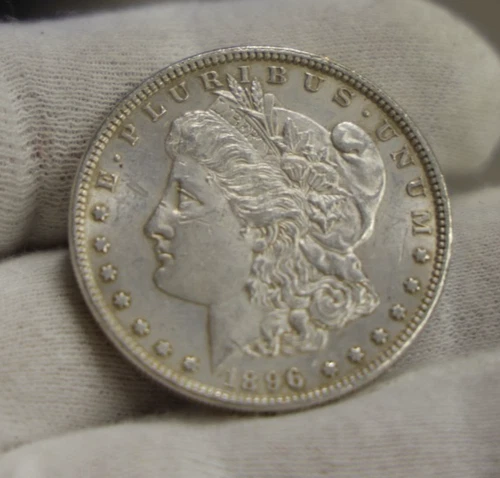 1896 US Morgan Silver Dollar $1 AU (Cleaned)