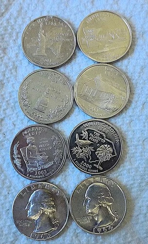 Lot of  eight (8) 90% Silver Quarters All Brilliant Uncirculated