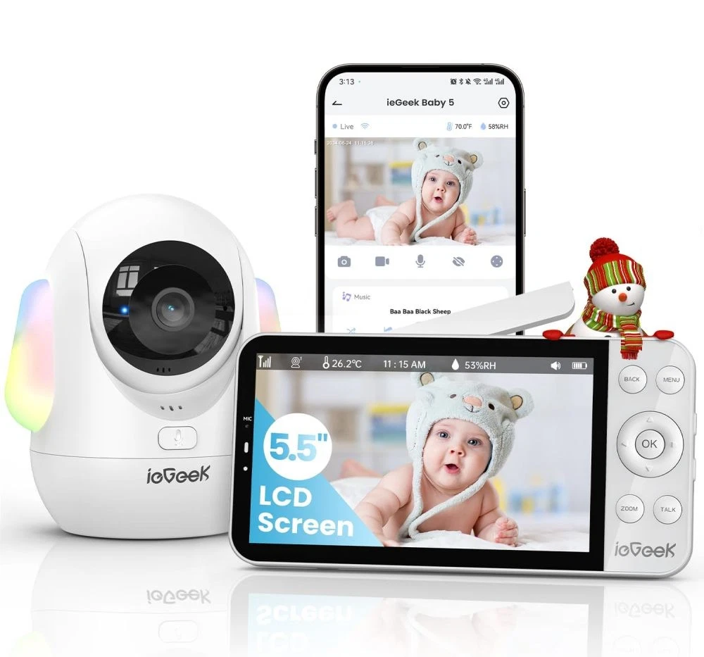5.5" Baby Monitor,Audio Monitor with 2.5K Ultra HD 2.4G&5Ghz WiFi Camera