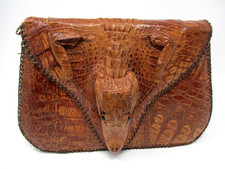 Vintage Genuine Baby Alligator Brown Purse
