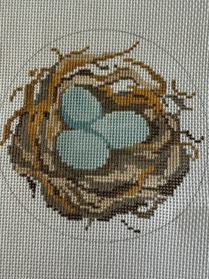 Bluebird Nest JCB Stitches Egg Series 18m Needlepoint Canvas Round
