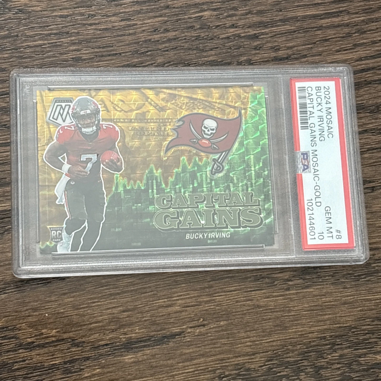 Bucky Irving Panini Mosaic Capital Gains #8 Gold