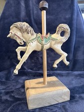 VTG Hand Crafted Hand Painted Wooden Carousel Horse Figurine 13" Tall UNIQUE